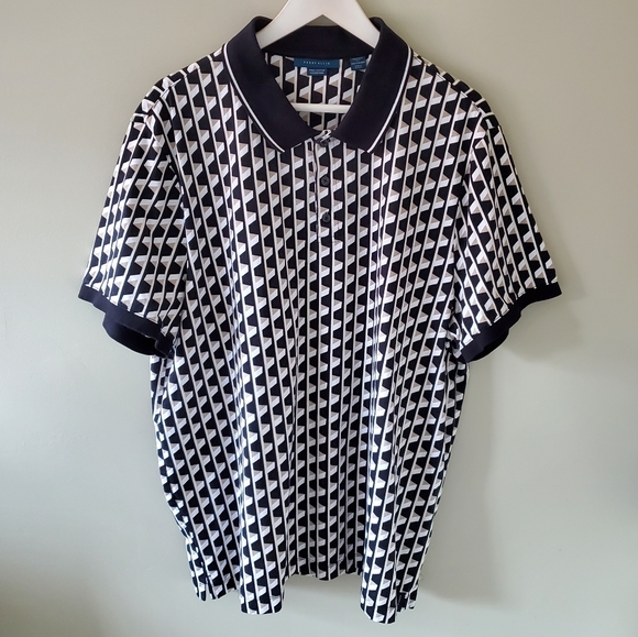 NWOT Perry Ellis XXL Retro Geometric Old Money Eclectic Grandpa Pima Golf Polo - Picture 1 of 11